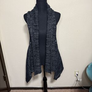 Women’s Whimsy Indie Charcoal Vest Cardian Sweater with Draped Side Details S